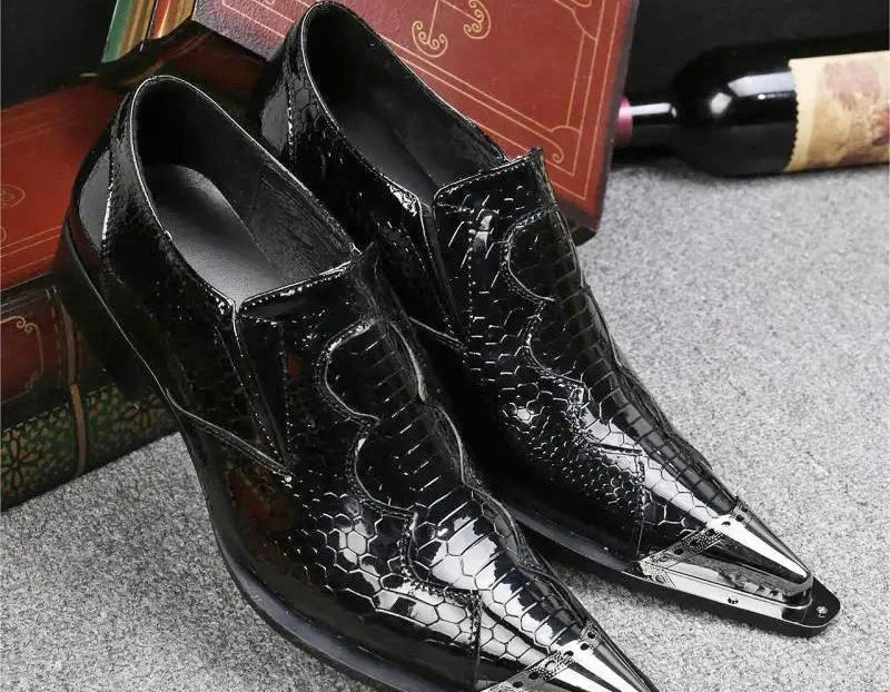 Oxford Homme Cuir Crocodile Embossé – Tête Métallique, 8 Coloris, Grande Taille EU 36-49 – CLEVI Paris