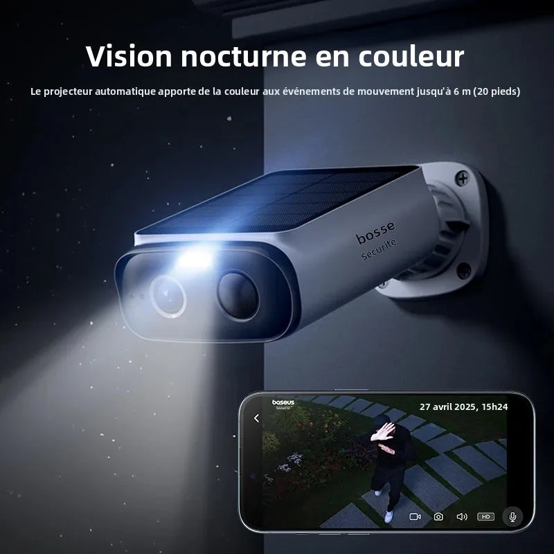 Caméra Solaire Extérieure Baseus S1 Lite 4MP 2K FOV 135° IP67 IA NeuraNex Wi-Fi – CLEVI Paris