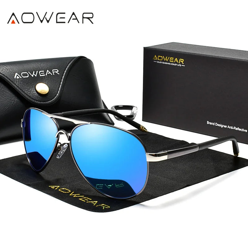 Lunettes de Soleil Aviateur Homme – Polarisées UV400 | AOWEAR | Style Pilote