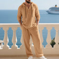 Ensemble Homme Chemise Henley Lin À Capuche Manches Longues + Pantalon Casual Voyage Printemps Automne – CLEVI Paris
