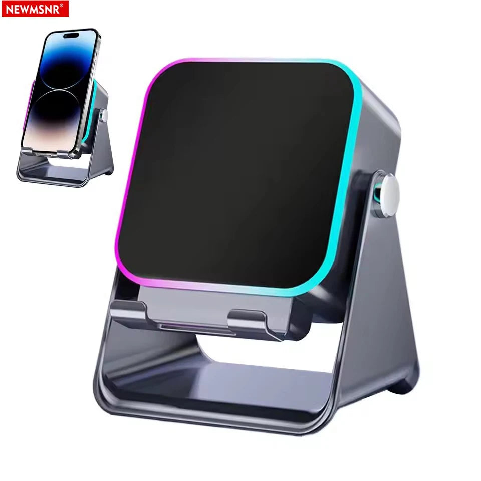 Support Téléphone 5-en-1 – Enceinte Induction HiFi, 8 LED RGB, Power Bank 5000mAh | Newmsnr