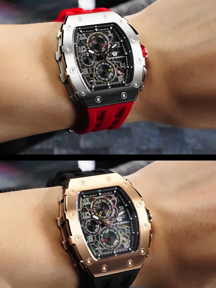 Montre Homme TSAR BOMBA TB-8204Q – Chronographe Quartz Japonais, Verre Saphir, Étanche 50M
