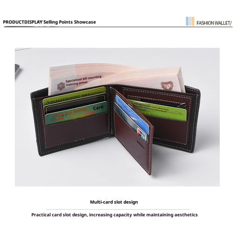 Portefeuille Homme Tressé Ultra-Fin Multi-Cartes Cuir PU – CLEVI Paris