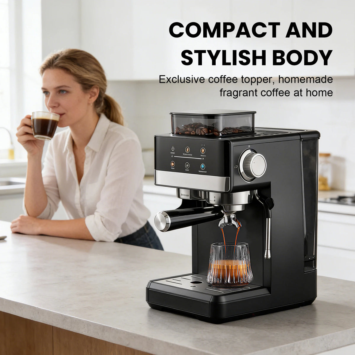Machine expresso avec moulin intégré, pré-infusion – CLEVI Paris