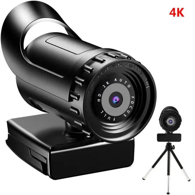 Webcam USB 4K Autofocus – Micro Intégré, Trépied Inclus, Plug & Play, Streaming & Conférence