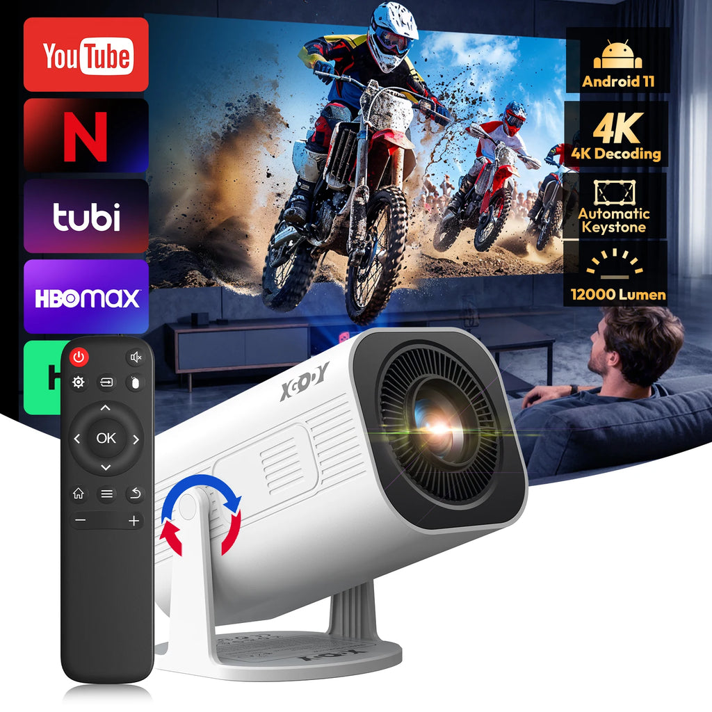 Vidéoprojecteur Portable XGODY Gimbal 3 Pro 4K Wi-Fi 6 Bluetooth 5.4 Android 12000 Lumens – CLEVI Paris