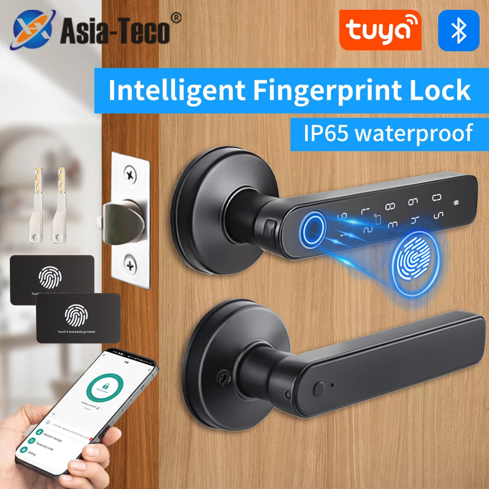 Serrure Connectée Asia-Teco Q50 Empreinte Digitale Tuya Bluetooth IP65 – CLEVI Paris