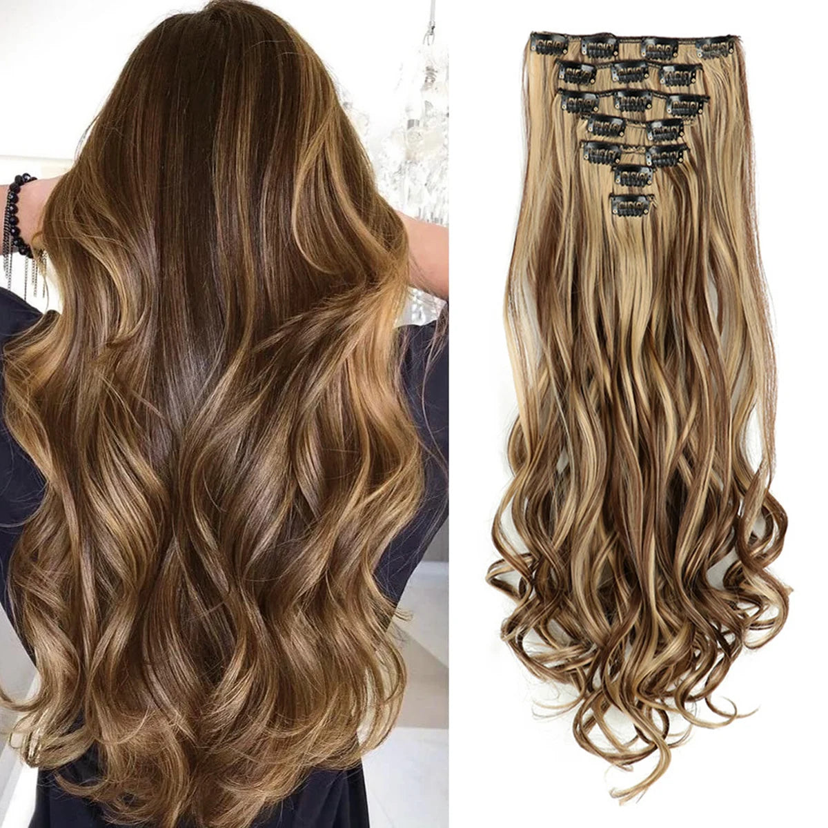 Extensions à clips synthétiques ondulées 22 pouces – CLEVI Paris