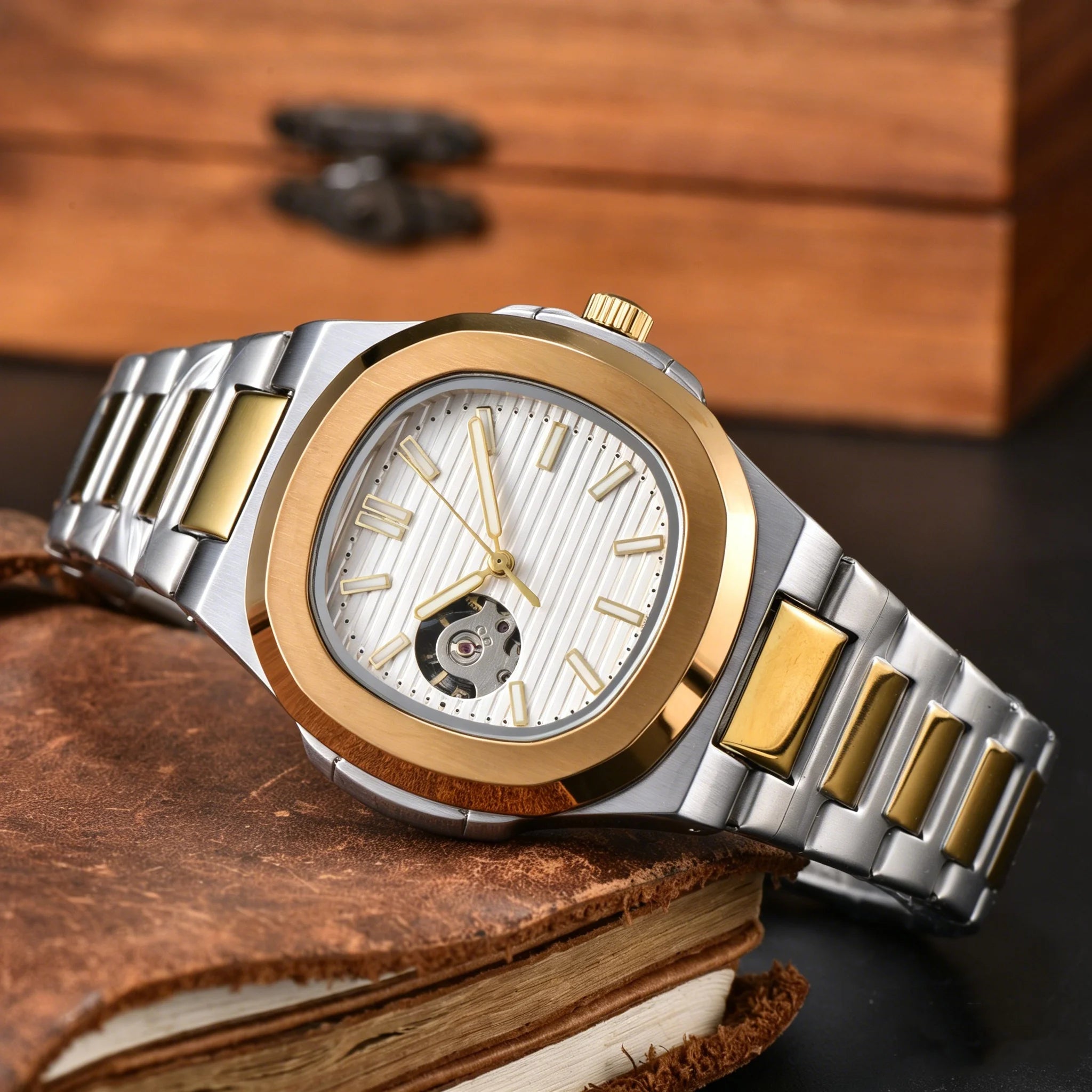 Montre Mécanique Homme Squelette Cadran Ouvert Acier 904L Bracelet Acier – CLEVI Paris