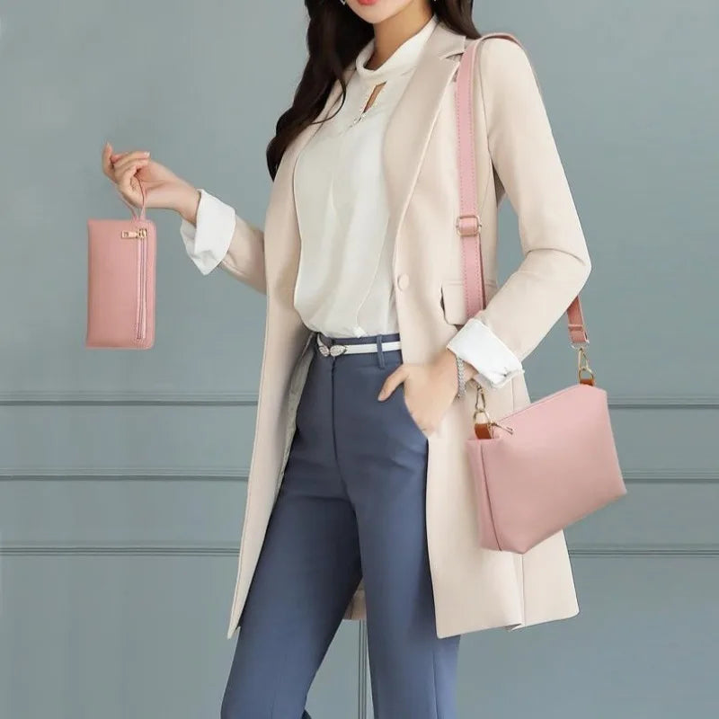 Coffret 4 Sacs Femme PU Rayé Tote + Croisé + Pochette + Porte-Cartes – CLEVI Paris