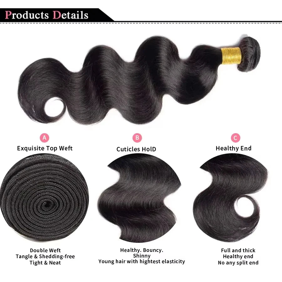 Extensions Body Wave Remy Hair Malaisien Noir Naturel – CLEVI Paris
