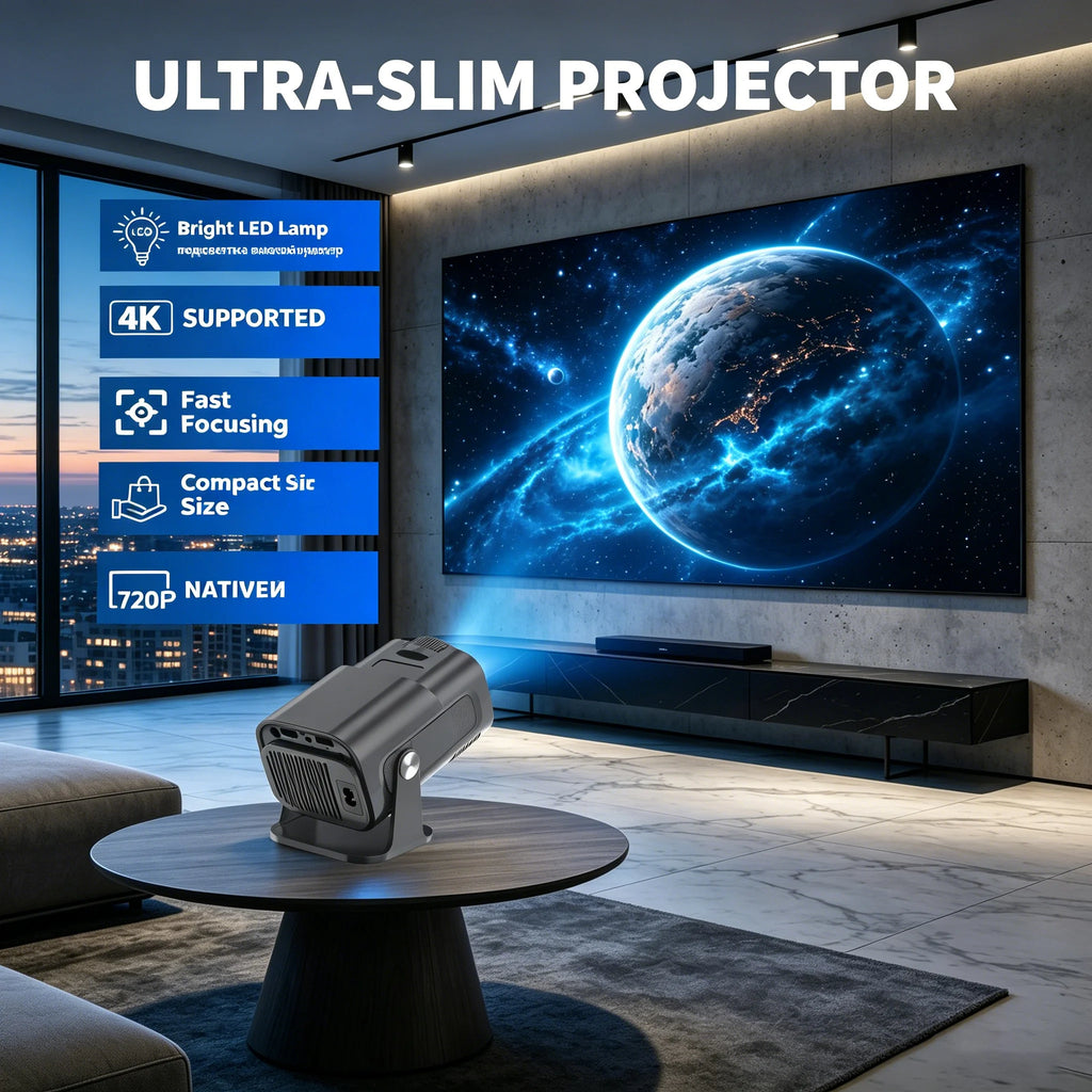 Sucetiho Projecteur Portable Android 720P 4K WiFi Bluetooth 5.0 Son HiFi Support 180° – CLEVI Paris