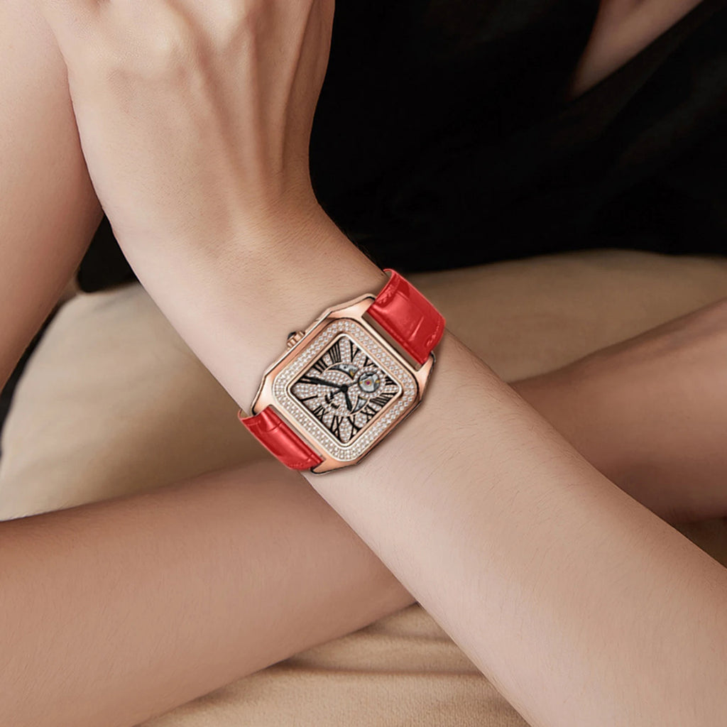 OBLVLO WF22B021 – Montre Automatique Femme | Cadran Diamant Or Rose, Chiffres Romains