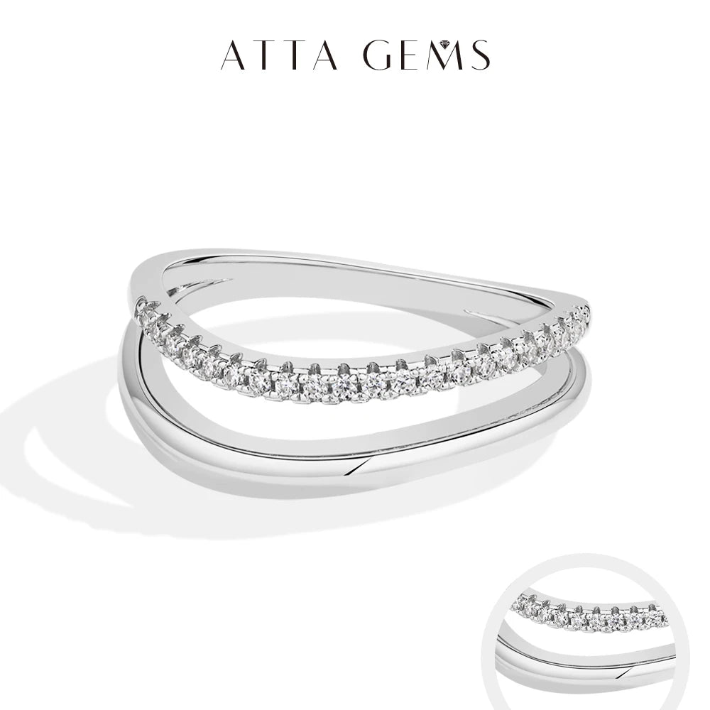 Bague Femme Moissanite D Color VVS1 Anneau Vague Argent 925 – CLEVI Paris