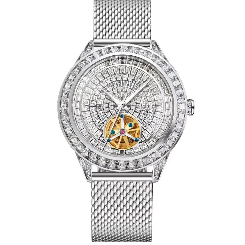 Montre HAEMMER 5037 – Tourbillon Automatique, Cadran Diamant, Bracelet Cuir, Verre Hardlex, Étanche 3 ATM – CLEVI Paris