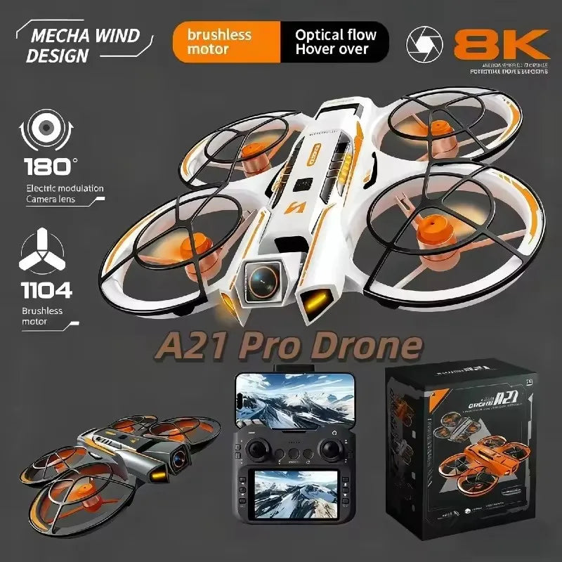 Drone FPV A21 Pro – Brushless 4K/8K WiFi Hovering Optique Caméra 180° Écran Télécommande 15-18 Min Vol – CLEVI Paris