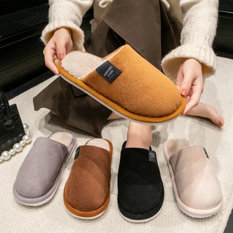 Chaussons d'Hiver Homme Antidérapants – Semelle EVA, Doublure Peluche & Confort Plat