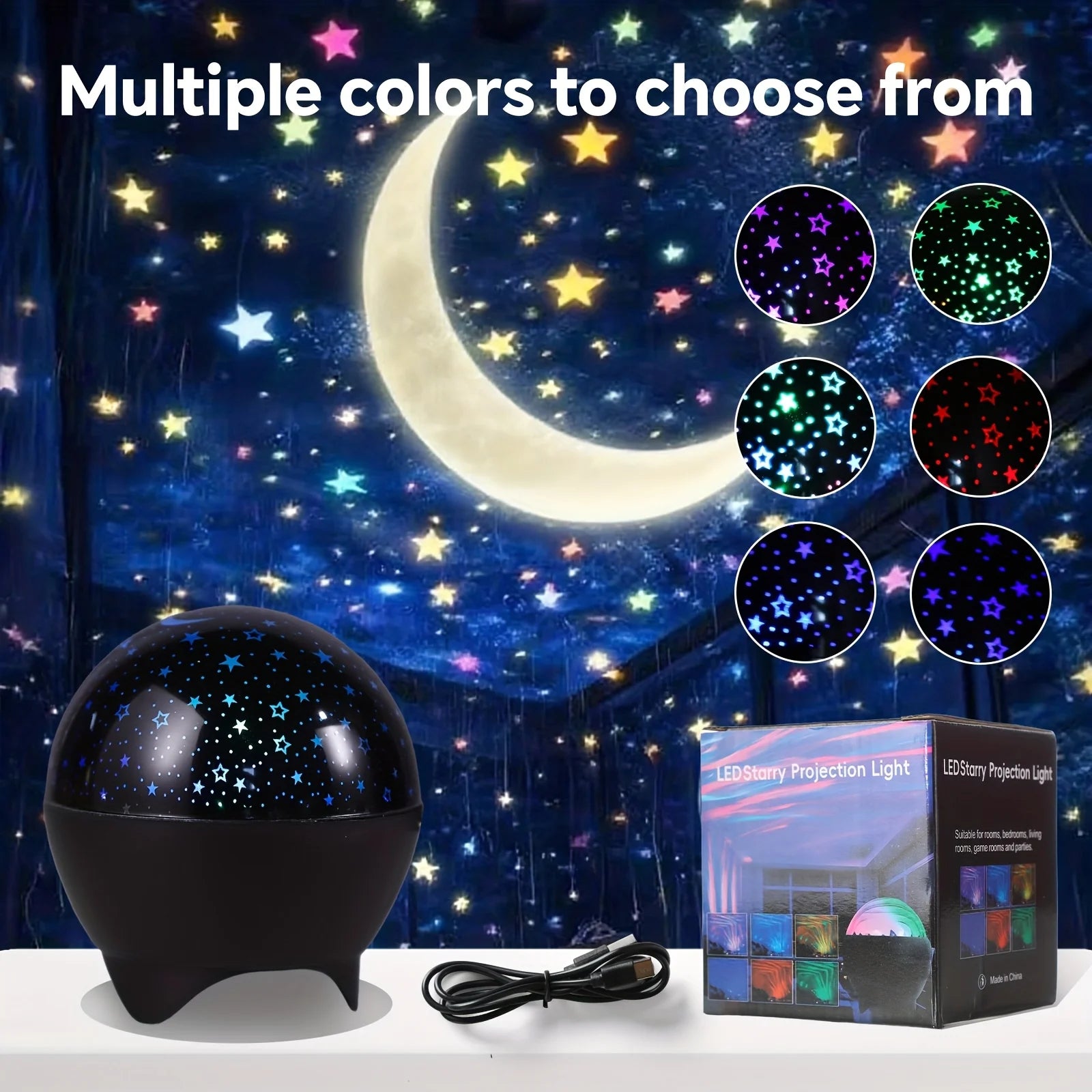 Projecteur Ciel Étoilé LED 7 Modes – Lumière Galaxie Lune, Déco Chambre & Cadeau