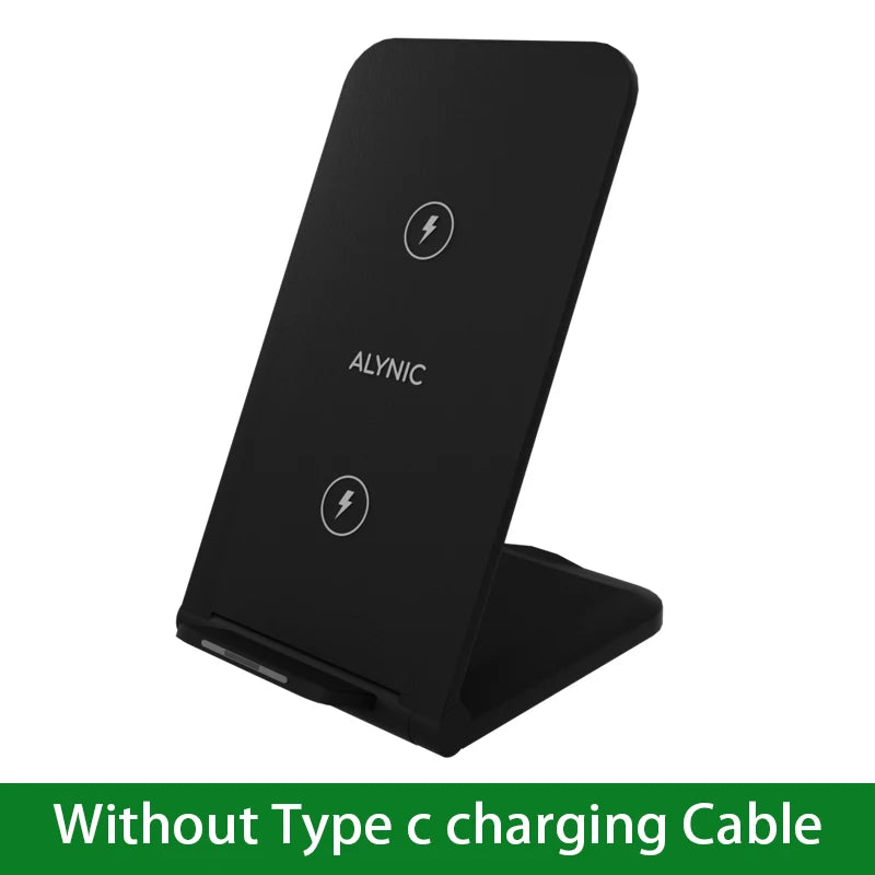 Chargeur Sans Fil Rapide 15W USB-C | Support Vertical & Horizontal, Compatible Qi, 2 Coloris – CLEVI Paris