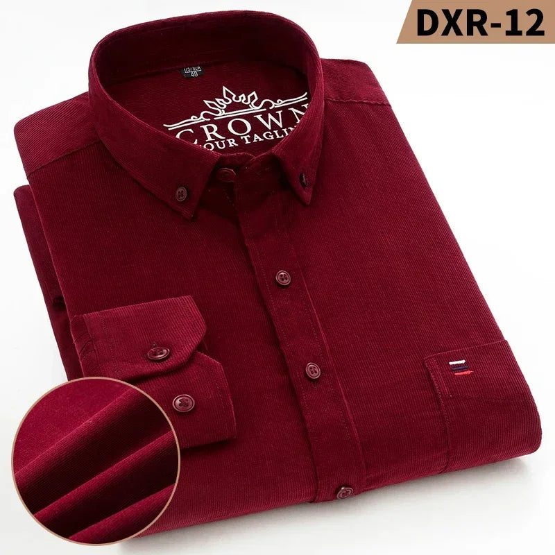 Chemise Corduroy Homme Grande Taille 100% Coton Manches Longues – S à 7XL – CLEVI Paris
