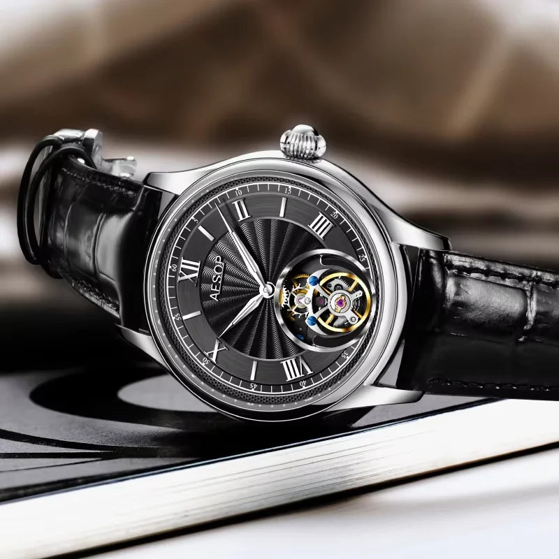 Montre Homme AESOP Tourbillon Édition Limitée – Mécanique Manuelle, Verre Saphir, Squelette