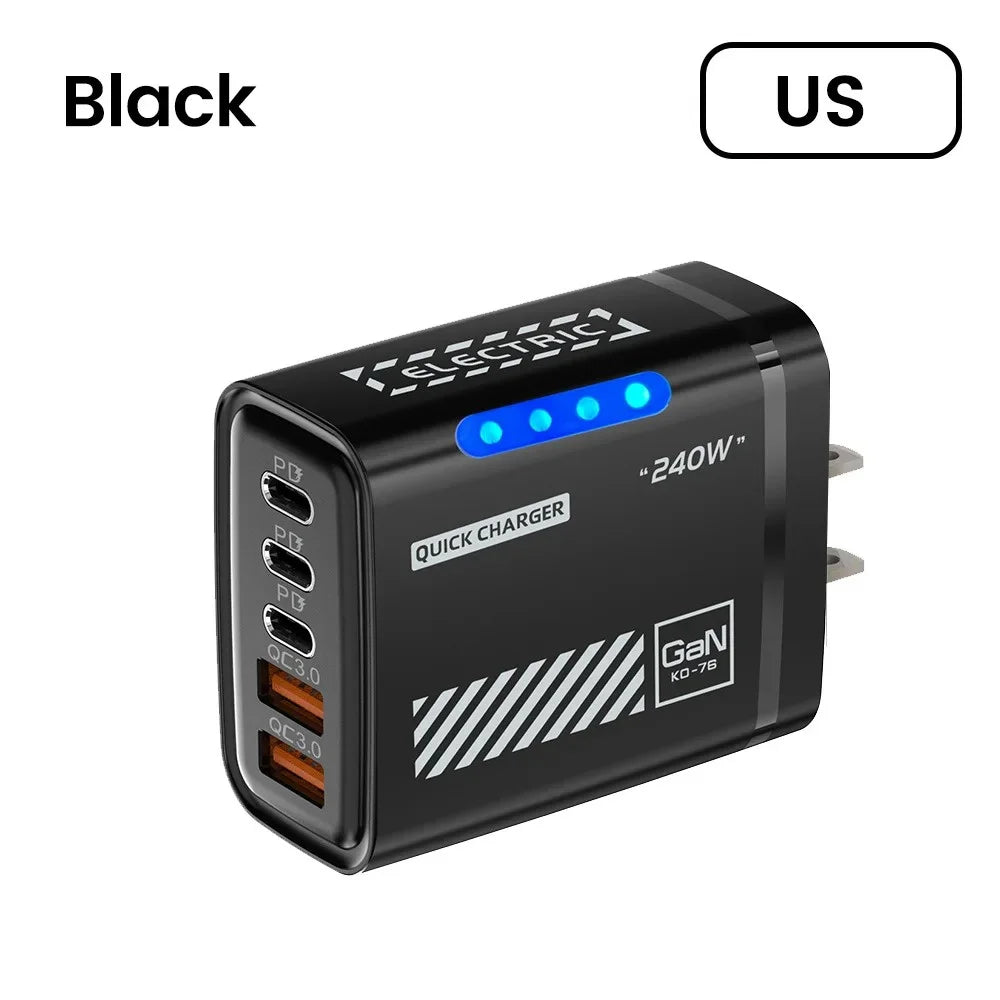 Chargeur GaN 5-en-1 USB-C 120W Quick Charge 3.0 EU US UK – CLEVI Paris