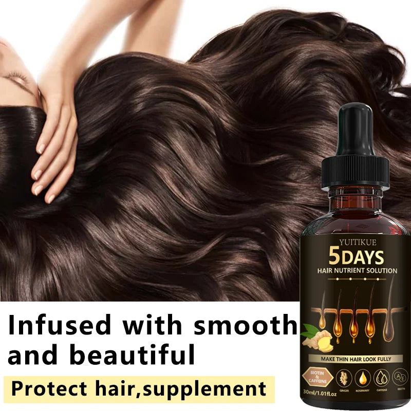 Sérum Repousse Capillaire 5 Jours | Biotine, Caféine, Gingembre & Romarin | Cheveux Plus Denses 30ml – CLEVI Paris