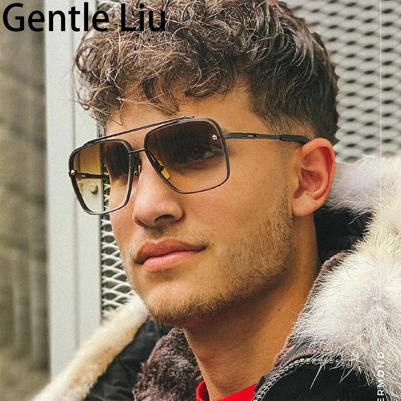 Lunettes de Soleil Oversize Sans Monture Carrées UV400 Homme – CLEVI Paris