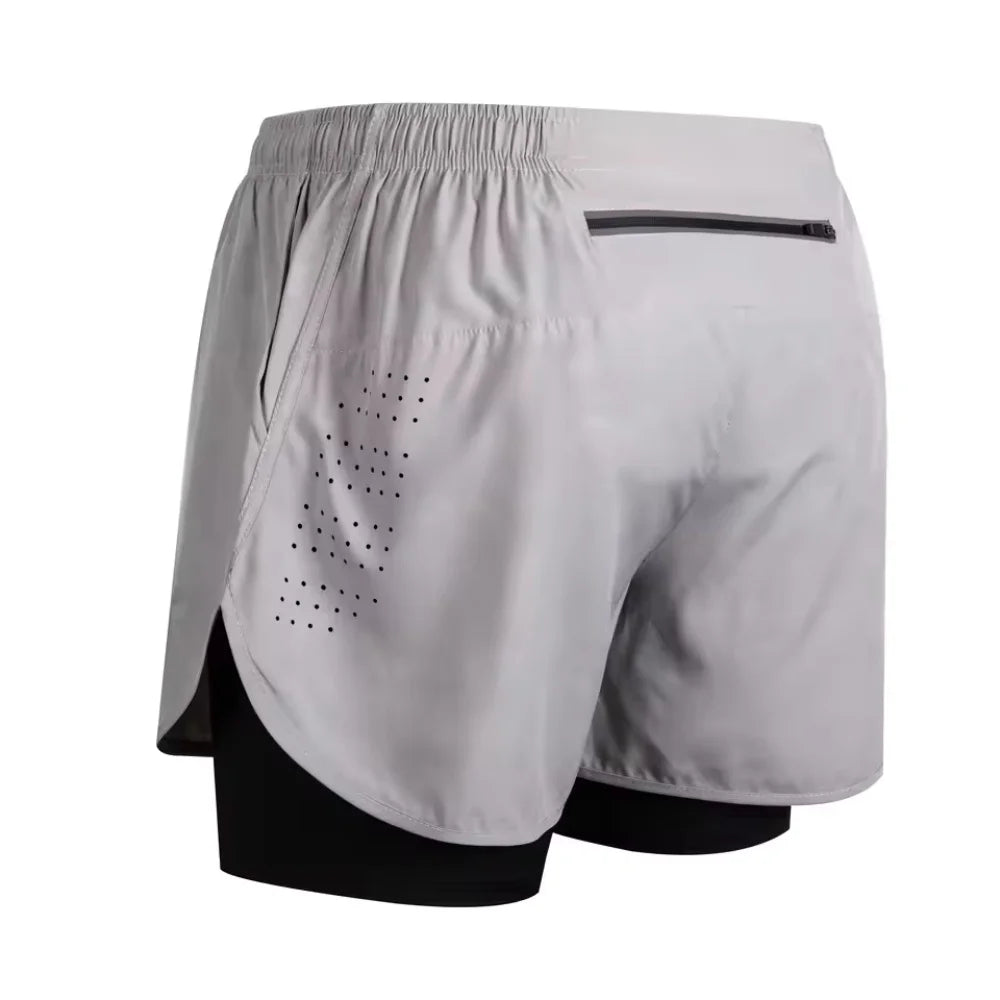 Short Homme 2-en-1 Double Couche Séchage Rapide Sport Running – CLEVI Paris