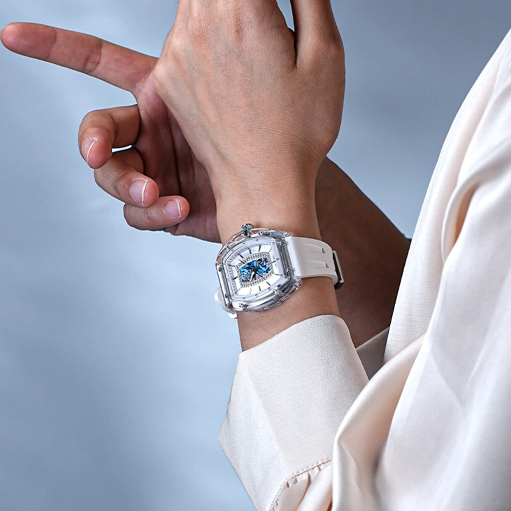 TSAR BOMBA TB8219 Montre Femme Quartz Suisse Nacre Zircons Boîtier Acrylique Bracelet Fluoroélastomère – CLEVI Paris