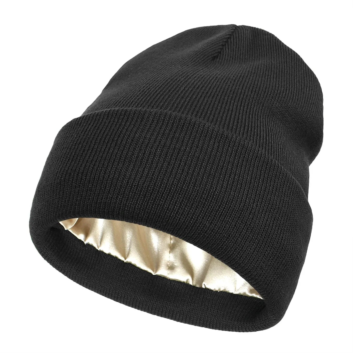 Bonnet Tricoté Doublé Satin Unisexe — CLEVI Paris