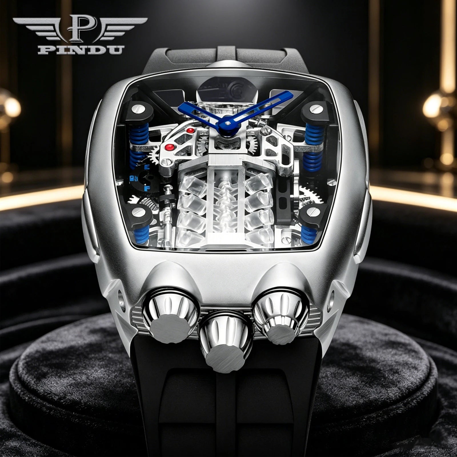 Montre Homme PINDU PD5023 – Automatique Seiko NH05, Style Militaire Squelette, Acier 316L, Lumineux, Étanche 5 ATM – CLEVI Paris
