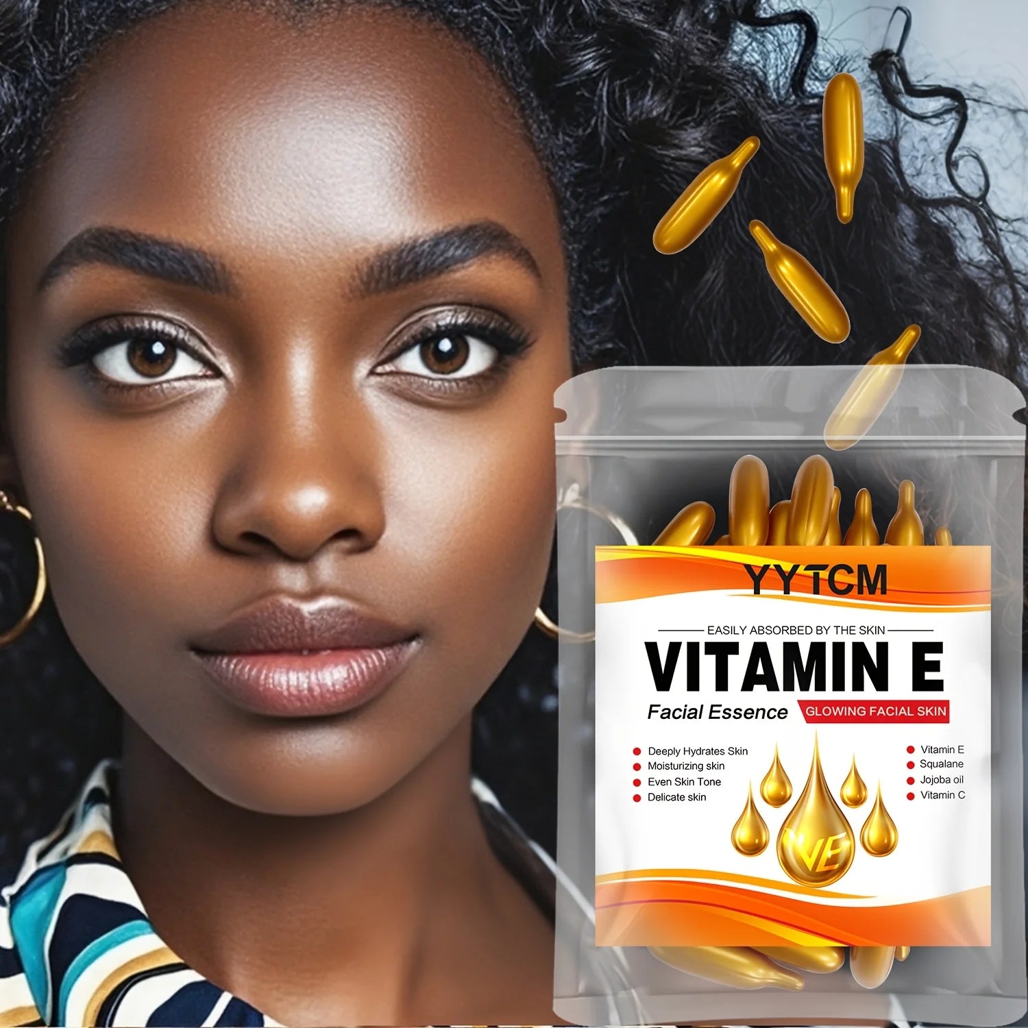 Capsules Essence Vitamine E & Squalane – Hydratation Profonde, Éclat & Lissage de la Peau
