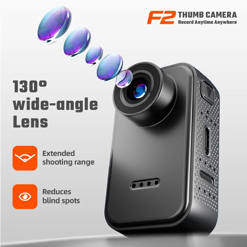 Lenovo F2 Thumb Mini Caméra 1080P HD — Grand Angle 130°, 25g, Multi-Filtres, Vlog & Sport | CLEVI Paris