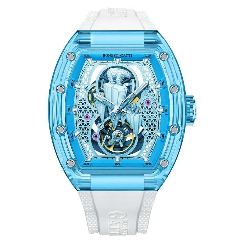 BONEST GATTI Montre Automatique Homme Squelette Ours Polaire Cristal 360° Saphir – CLEVI Paris