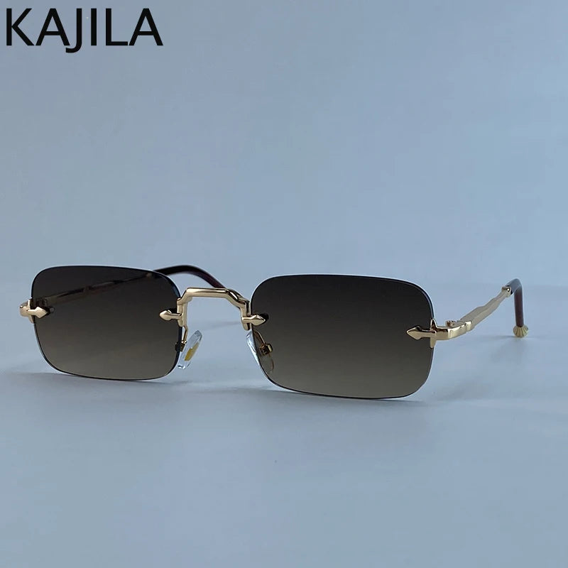 Lunettes de Soleil Sans Monture Rectangulaires Punk UV400 Dégradé Homme Vintage – CLEVI Paris