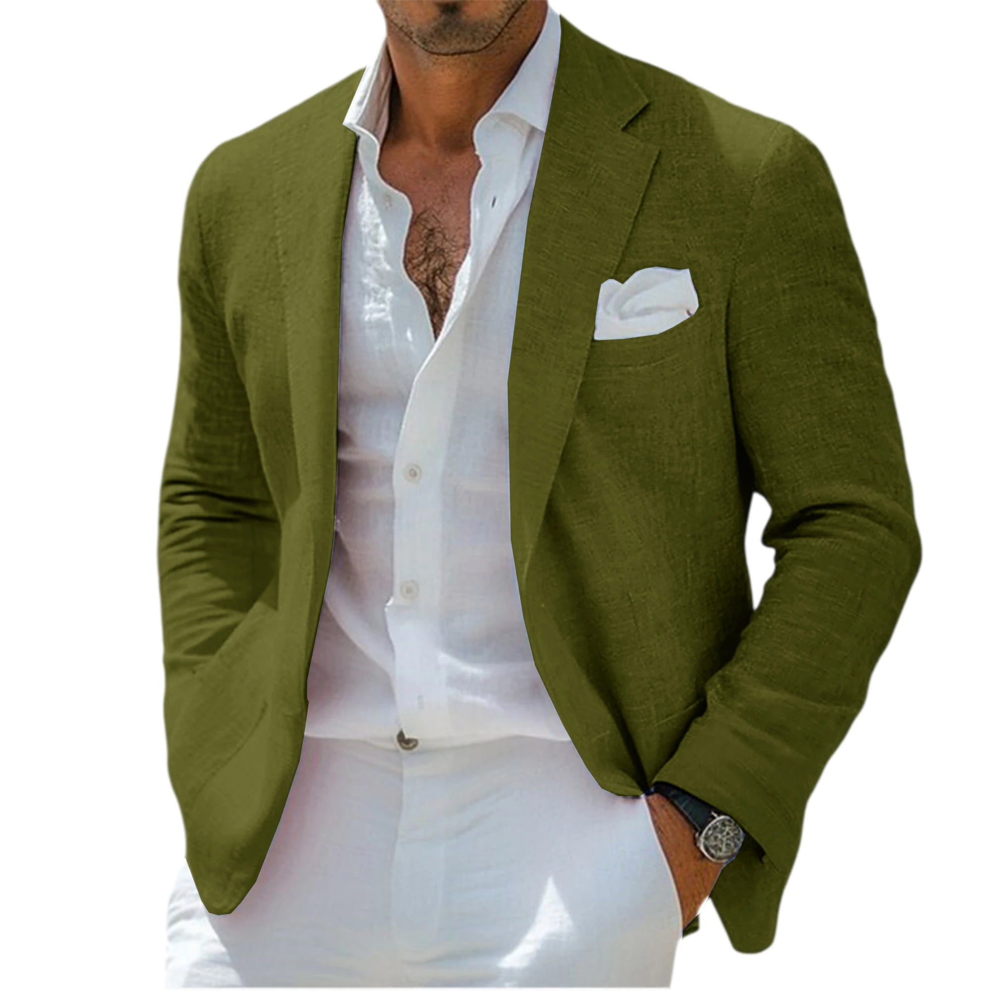 Blazer Homme Lin Slim Fit Léger Respirant Col Cranté Mariage Plage Business – CLEVI Paris