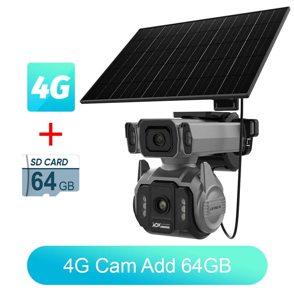 Caméra Solaire 4G LS VISION AOV 4K Double Objectif Zoom 12x PTZ Suivi IA 24/7 IP66 – CLEVI Paris