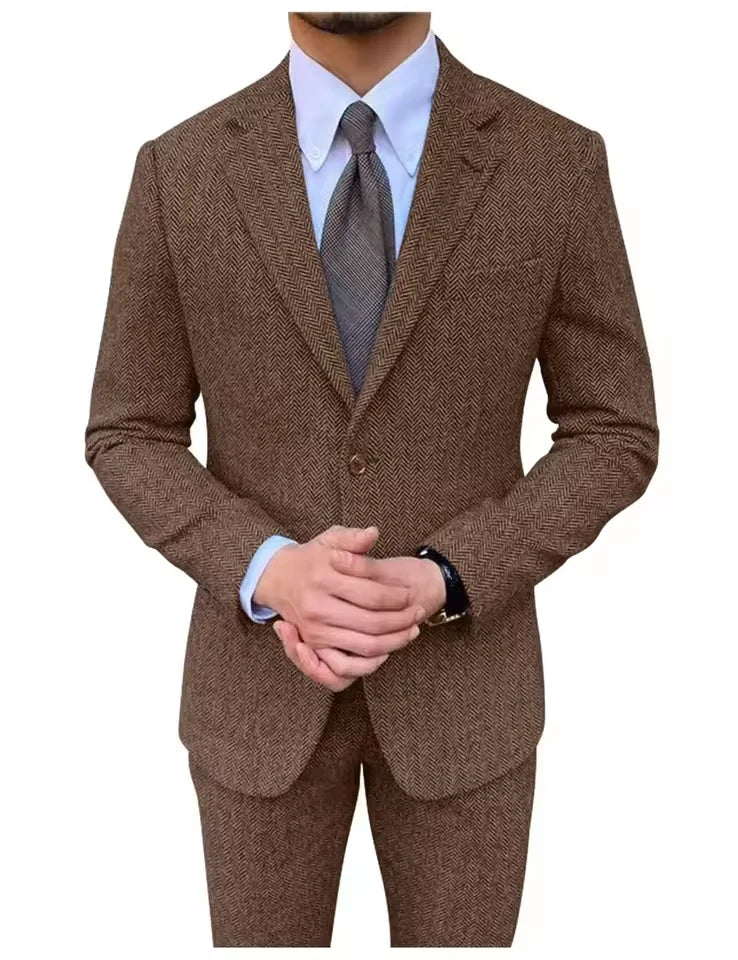 Costume homme 3 pièces classique à chevrons – CLEVI Paris