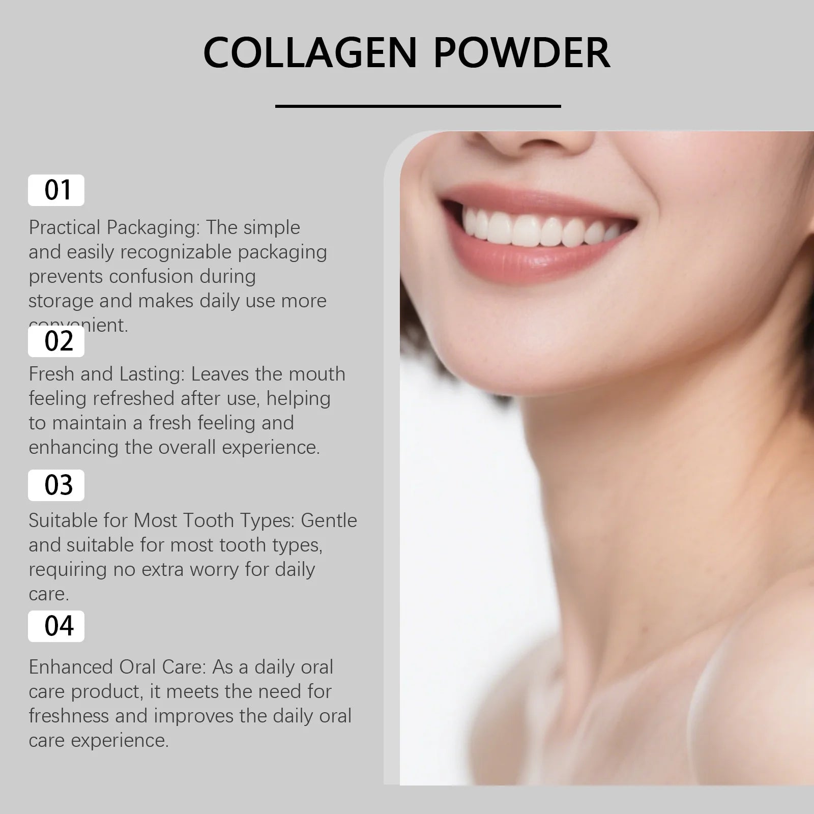 Poudre Dentaire au Collagène – Blanchiment, Soin des Gencives & Haleine Fraîche 50g