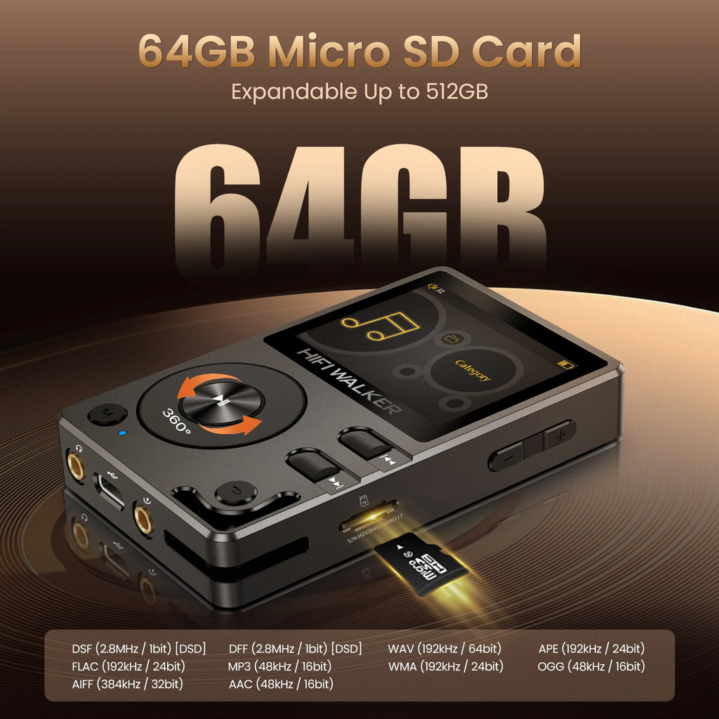 HiFi Walker H2 DAP ES9018K2M DSD128 Bluetooth 5.2 LDAC USB-DAC 64Go – CLEVI Paris