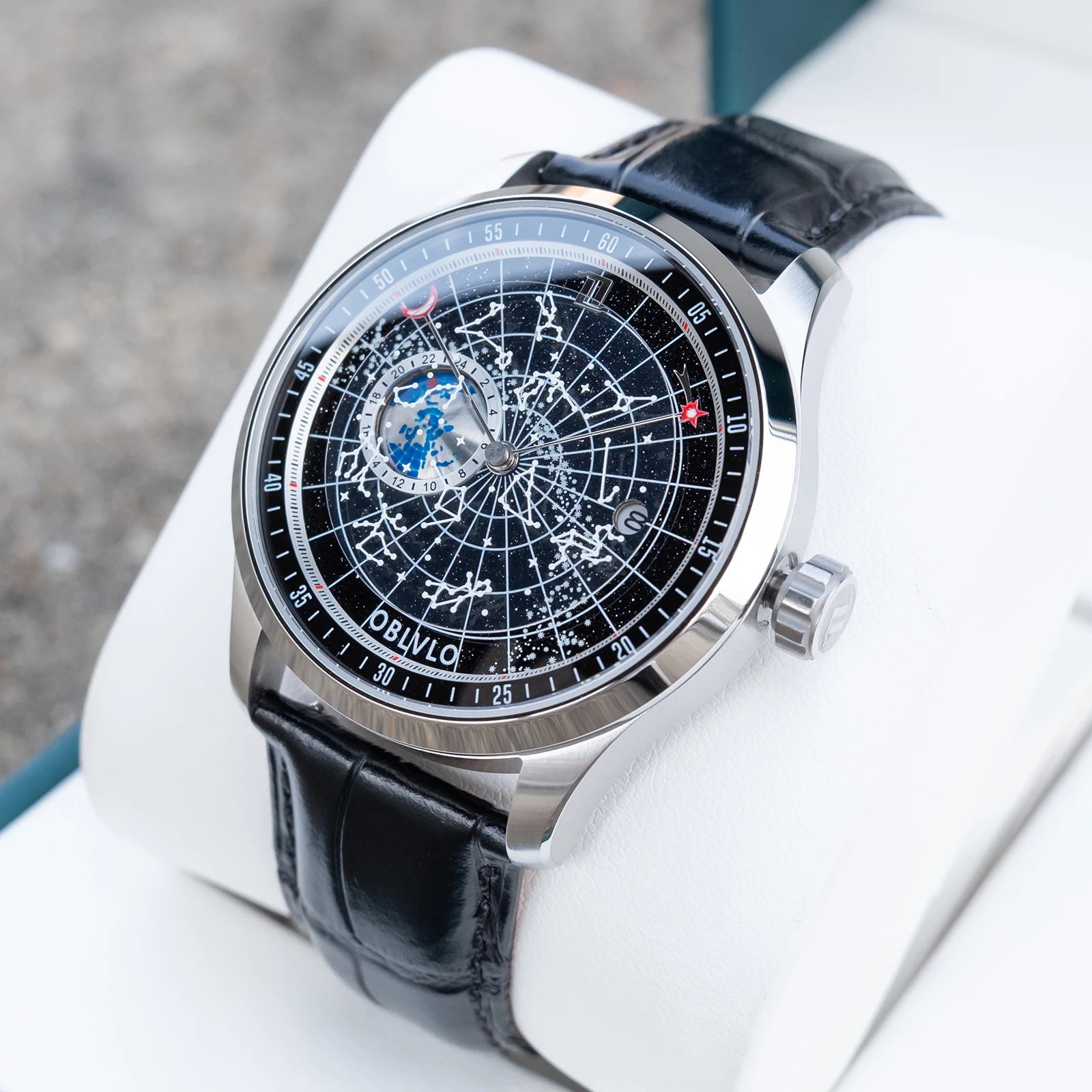 OBLVLO Montre Automatique Homme Luxe Lunette Cristal Cadran Lumineux Cuir 40mm – CLEVI Paris