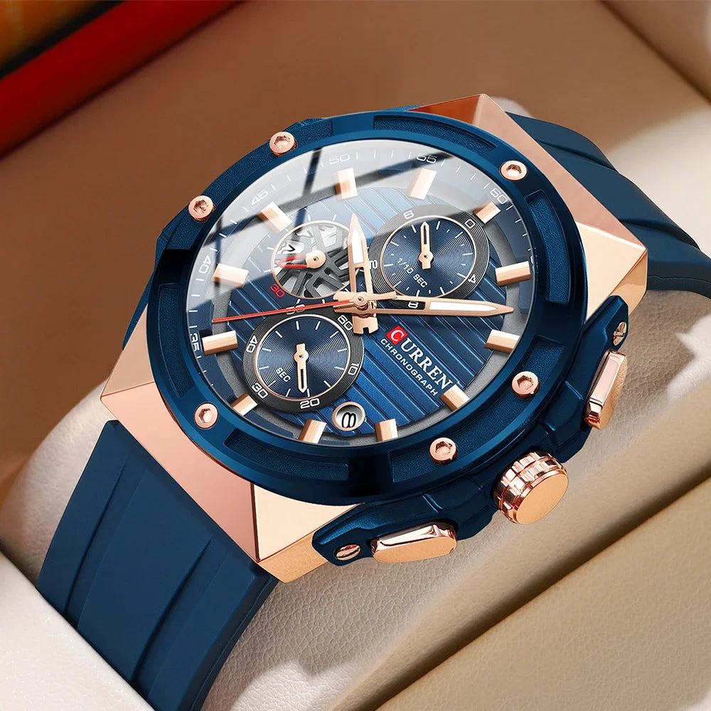 CURREN Montre Quartz Japonais Homme Sport Cadran Créatif Silicone Lumineux 45mm – CLEVI Paris