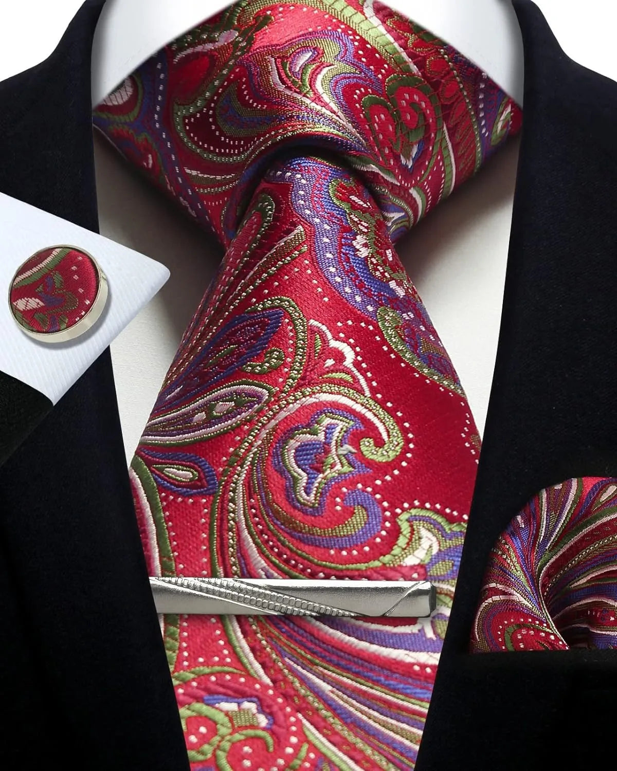 Ensemble cravate homme 4 pièces paisley – CLEVI Paris
