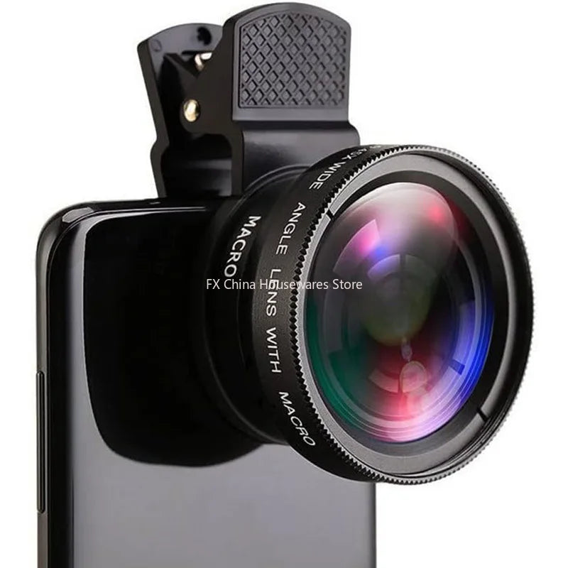 Kit Objectif 2-en-1 Smartphone – Grand Angle 0.45x + Macro HD, Clip Universel iPhone & Android