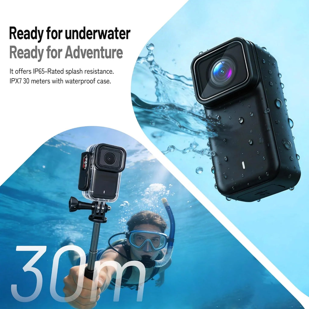 Mini Caméra 4K WiFi Svnouh M21 – Pouce Magnétique IPX7 30m, Autonomie 180min, Écran 1,47", App Viidure, Noir ou Blanc