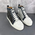 Sneakers Montantes Cuir Color Block Bleu Blanc Spikes Homme – Semelle Rouge, Lacets, Tailles 39-46 – CLEVI Paris