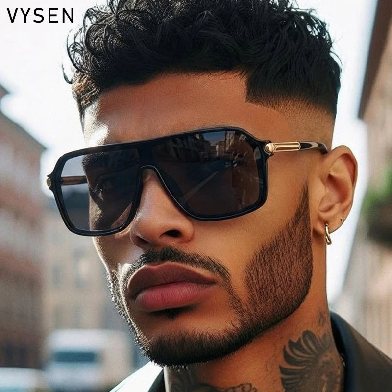 Lunettes de Soleil Steampunk Monobloc Bouclier Homme – Grande Monture Métal Sport UV400 – CLEVI Paris