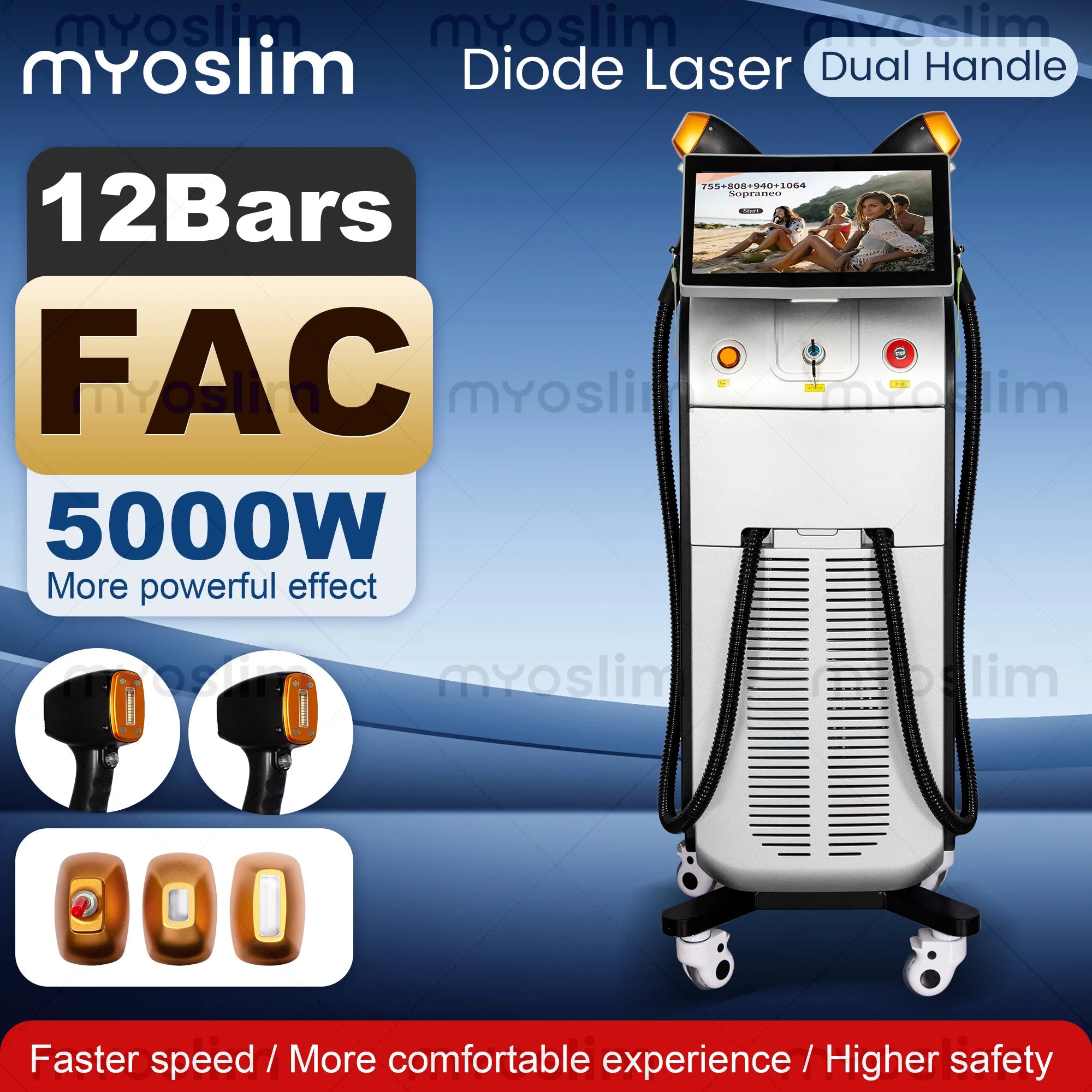Machine Laser Diode Professionnelle 5000W – 4 Longueurs d'Onde 755/808/940/1064nm + Picoseconde – Épilation & Soin Peau Institut