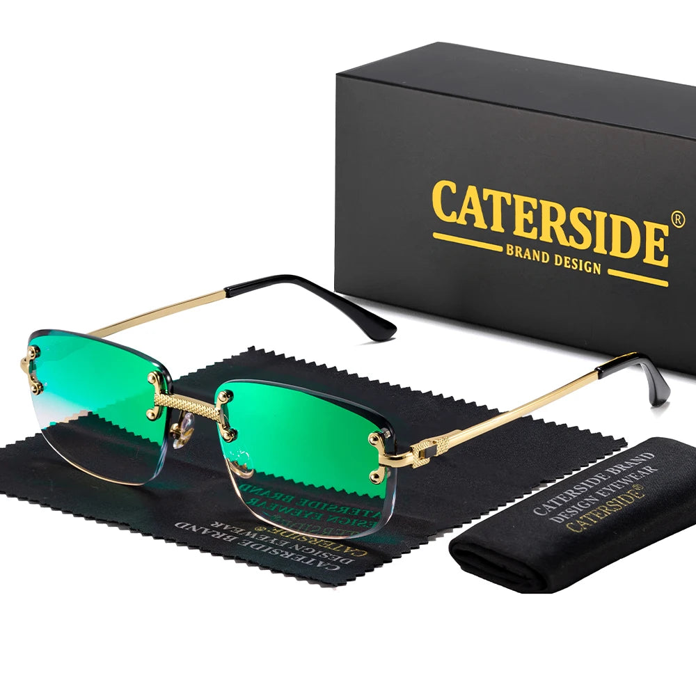Lunettes de Soleil Rectangulaires Sans Monture Punk CATERSIDE – Verres Dégradés UV400 – CLEVI Paris
